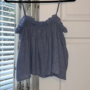 Blue Gray Flowy Cropped Tank